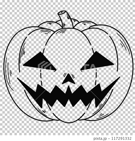 A pumpkin with a scary face drawn on it 117291332