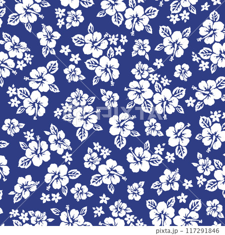 アロハシャツに最適なハイビスカスのテキスタイル図案, 117291846