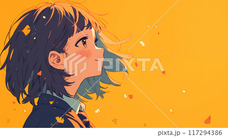 女子高生の横顔と秋の風景　AI生成画像 117294386