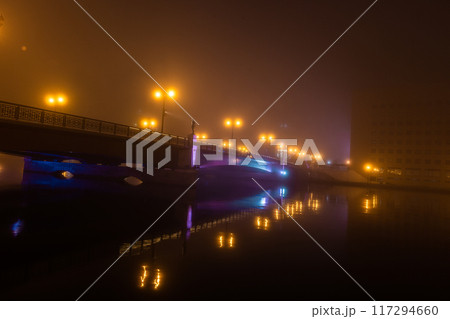 【北海道_釧路_弊舞橋】釧路の夜・霧のヌサマイ橋 117294660