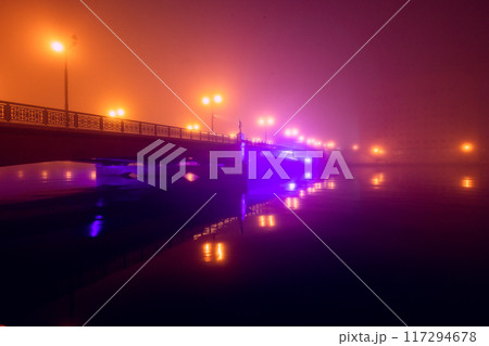 【北海道_釧路_弊舞橋】釧路の夜・霧のヌサマイ橋 117294678