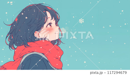 冬の空を見上げる女子高生 冬の空を見上げる女子高生 117294679