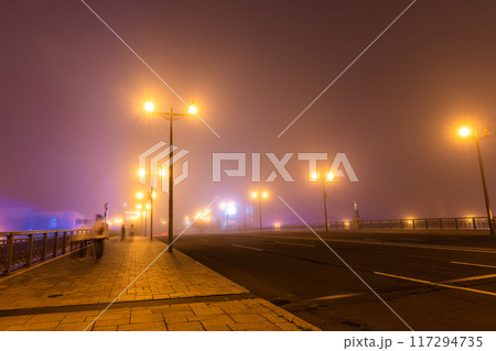 【北海道_釧路_弊舞橋】釧路の夜・霧のヌサマイ橋 117294735