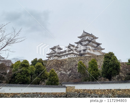 the himeji white castle is famous and beautiful in japan 117294803