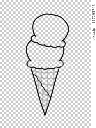 雙錐冰淇淋線描 117295748