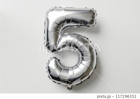 Silver Foil Number 8 Balloon on White Background 117296352