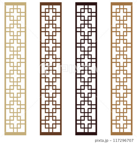 紙ありのアジアン風の窓枠や家具に使われる文様・装飾のイラスト素材　ベクター 117296707