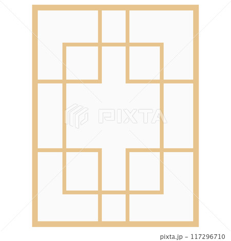 紙ありのアジアン風の窓枠や家具に使われる文様・装飾のイラスト素材　ベクター 117296710