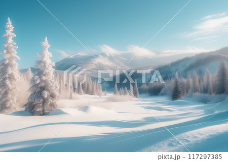 青空と雪山の背景 AI生成画像 青空と雪山の背景 AI生成画像 117297385
