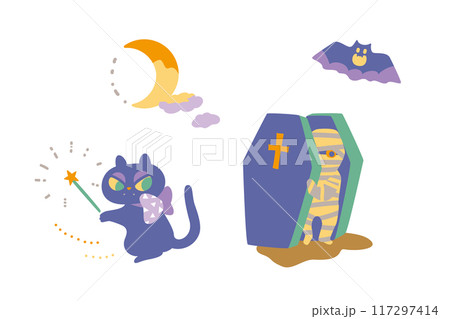 ハロウィンのかわいいおばけたちイラスト1 ハロウィンのかわいいおばけたちイラスト1 117297414