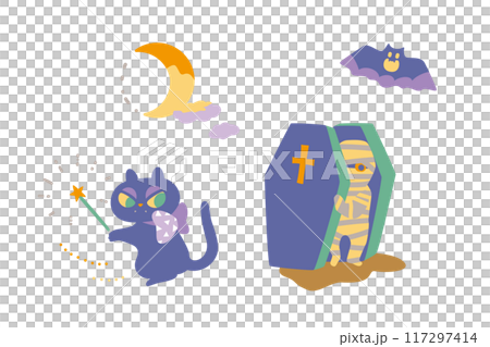 ハロウィンのかわいいおばけたちイラスト1 ハロウィンのかわいいおばけたちイラスト1 117297414
