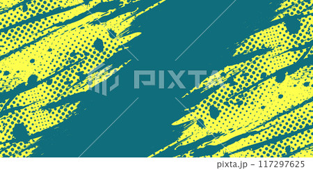 Abstract Background with Yellow and Blue Brush Texture and Halftone Effect. Grunge Sport Background, for Event Banner or Poster Design Abstract Background with Yellow and Blue Brush Texture and Halftone Effect. Grunge Sport Background, for Event Banner or Poster Design 117297625