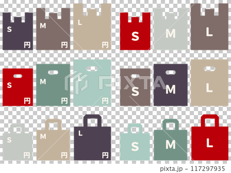 レジ袋セット-レトロカラー-SML 117297935