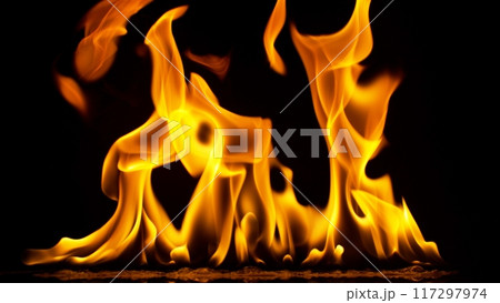 Small Solo Fire Isolated on Black Background. 117297974