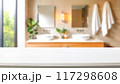 Empty countertop with blurry bathroom background, for design and decoration concepts 117298608
