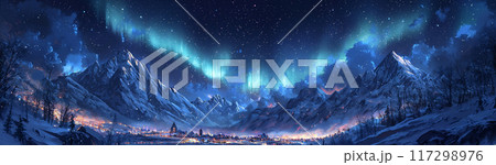 幻想的なオーロラのイラスト	 117298976