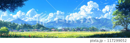 夏の田舎の自然と青空 117299052