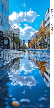 雨上がりの青空と町の風景 雨上がりの青空と町の風景 117299160