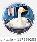 white goose on a blue background	 117299253