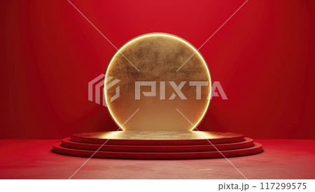 Versatile display: an empty podium, banner, and stand with ample copy space, offering a blank canvas for showcasing products, advertising, presentations, and versatile marketing opportunities. Versatile display: an empty podium, banner, and stand with ample copy space, offering a blank canvas for showcasing products, advertising, presentations, and versatile marketing opportunities. 117299575