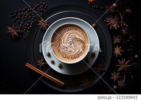 Coffee. aroma-filled mornings with a cup of rich brew: indulging in the comforting warmth, flavor, and culture of coffee, an essential daily ritual for enthusiasts worldwide. 117299643