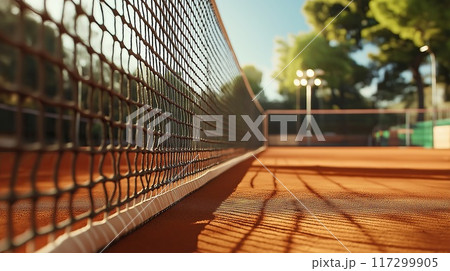 Tennis court with red clay Tennis court with red clay 117299905