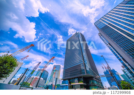 日本の東京都市景観 大手町二丁目常盤橋地区第一種市街地再開発事業や常盤橋タワーなどを望む=11日 日本の東京都市景観 大手町二丁目常盤橋地区第一種市街地再開発事業や常盤橋タワーなどを望む=11日 117299908