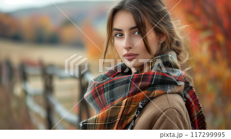 秋のおしゃれなファッションの女性 秋のおしゃれなファッションの女性 117299995