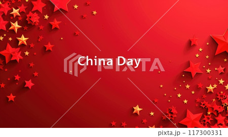 Patriotic celebration: China independence day, creating engaging backgrounds for flyers, wallpapers, and banners, offering copy space for text, showcasing cultural heritage and pride of nation. 117300331