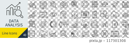 Data analytics icon set 117301308