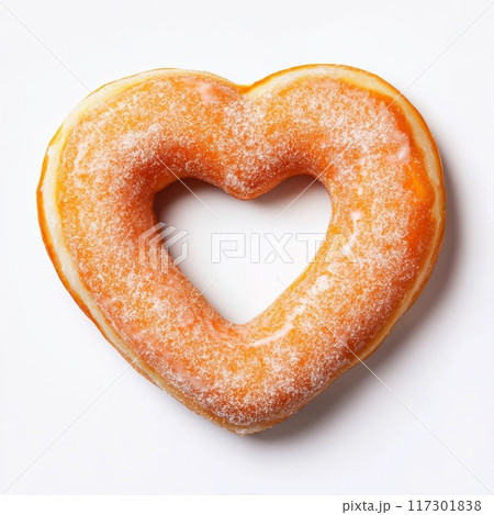 Heart-Shaped Donut Isolated on White Background, Perfect for Valentine's Day or Bakery Promotions Generative AI 117301838