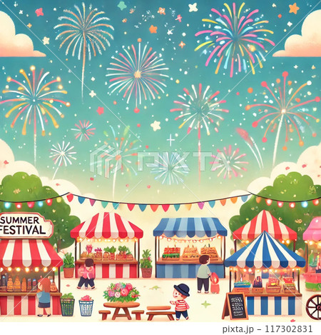 夏祭りと花火 117302831