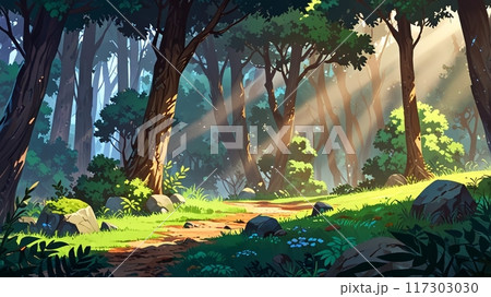 森の中の静かな森のイラスト素材 [117303030] - PIXTA