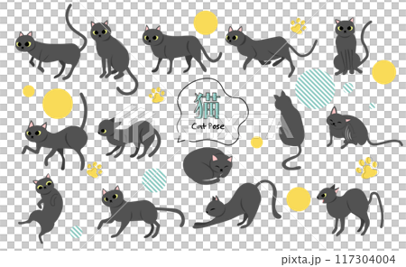 可愛い猫ポーズイラストセット 117304004