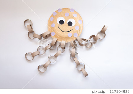 Craft project creating an octopus with simple materials Craft project creating an octopus with simple materials 117304923