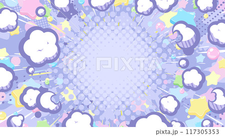 煙と星が広がるかわいい爆発の背景イラスト_16:9 煙と星が広がるかわいい爆発の背景イラスト_16:9 117305353