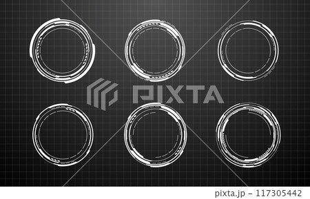 Set of sci fi white circle user interface elements technology futuristic design modern creative on black background vector 117305442