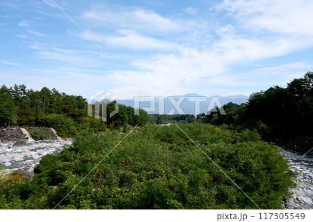 長野県駒ヶ根市_こまくさ橋から東側風景1_2023年10月 長野県駒ヶ根市_こまくさ橋から東側風景1_2023年10月 117305549