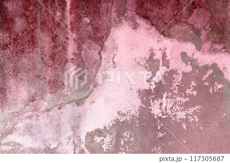 Dusty peeling paint wall background, texture of a concrete old wall with stains and cracks Dusty peeling paint wall background, texture of a concrete old wall with stains and cracks 117305687