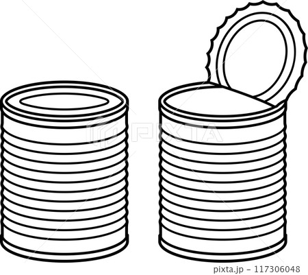 Tin can black and white drawing 117306048