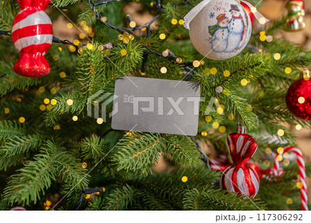 Bank credit card mockup for Christmas holiday sale Bank credit card mockup for Christmas holiday sale 117306292
