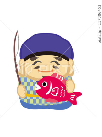 七福神の恵比寿天のポップな和風イラスト 七福神の恵比寿天のポップな和風イラスト 117306453