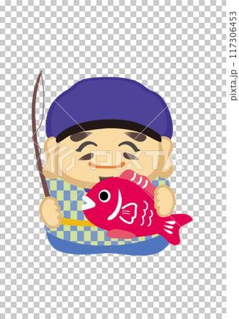 七福神の恵比寿天のポップな和風イラスト 七福神の恵比寿天のポップな和風イラスト 117306453