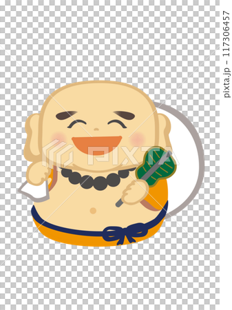 A pop Japanese-style illustration of Hotei, one of the Seven Lucky Gods A pop Japanese-style illustration of Hotei, one of the Seven Lucky Gods 117306457
