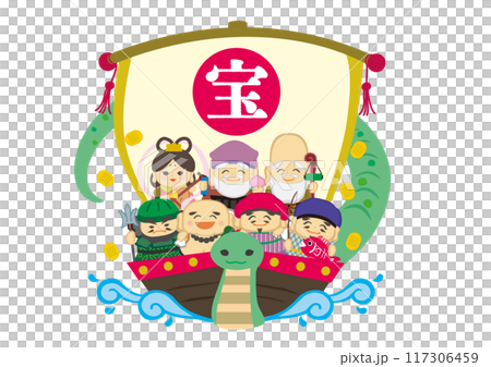 船上七福神的流行變形向量圖 117306459