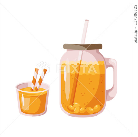Tasty vitamin sea buckthorn tea color vector illustration 117306525