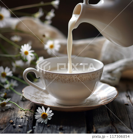 ミルク、ミルクティー、カフェラテ、牛乳を注ぐ Generative AI ミルク、ミルクティー、カフェラテ、牛乳を注ぐ Generative AI 117306854