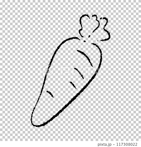 手描きのにんじんのイラスト2（白黒） 117308022