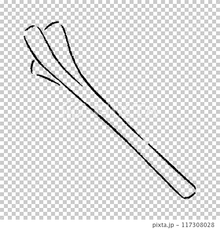 手描きの長ネギのイラスト2（白黒） 117308028