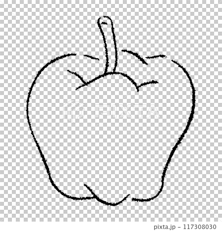 手描きのパプリカのイラスト2A（白黒） 117308030
